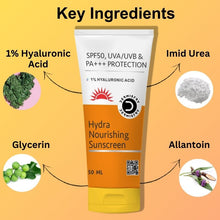 Dermistry Ultra Hydrating Sunscreen for Dry Skin SPF 50 UVA UVB PA+++ Protection with 1% Hyaluronic Acid - 50ml