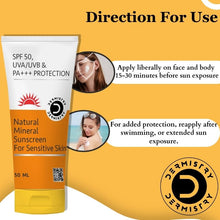 Dermistry Natural Mineral Sunscreen for Sensitive Skin Children SPF 50 UVA UVB PA+++ Protection - 50ml