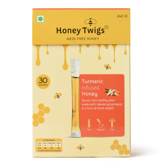 Honey Twigs Turmeric Infused Honey 30 Twigs Pack - 240 GM