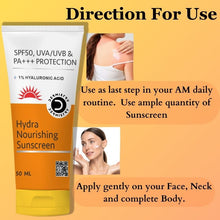 Dermistry Ultra Hydrating Sunscreen for Dry Skin SPF 50 UVA UVB PA+++ Protection with 1% Hyaluronic Acid - 50ml