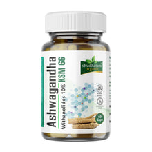 Shudhtam Organic Ashwagandha KSM 66 Withanolides 10% 60 Veg Capsules 500mg each | For Stress | Memory & Immunity | ISO GMP Organic FDA Certified Withania Somnifera