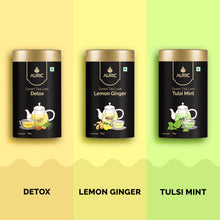 Auric Loose Leaf Green Tea Combo - Lemon Ginger, Tulsi Mint and Detox