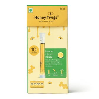 Honey Twigs Lemon Infused Honey 10 Twigs Pack - 80 GM