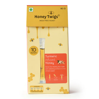 Honey Twigs Turmeric Infused Honey 10 Twigs Pack - 80 GM