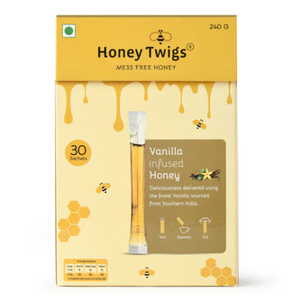 Honey Twigs Vanilla Infused Honey 30 Twigs Pack - 240 GM