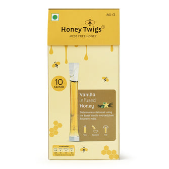 Honey Twigs Vanilla Infused Honey 10 Twigs Pack - 80 GM