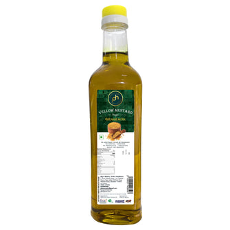 Prithvi Healthcare Organic Yellow Mustard Oil Wood Cold Pressed 1000 ML